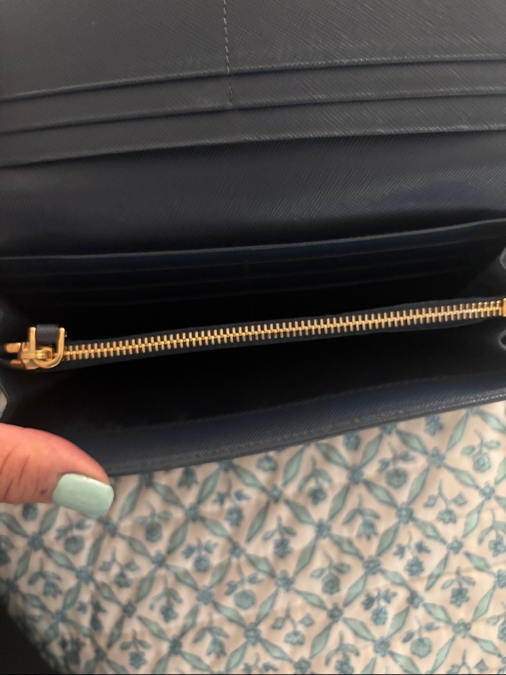 Prada Blue Saffiano Leather Flap Continental Wallet with Gold Logo - Picture 3 of 6